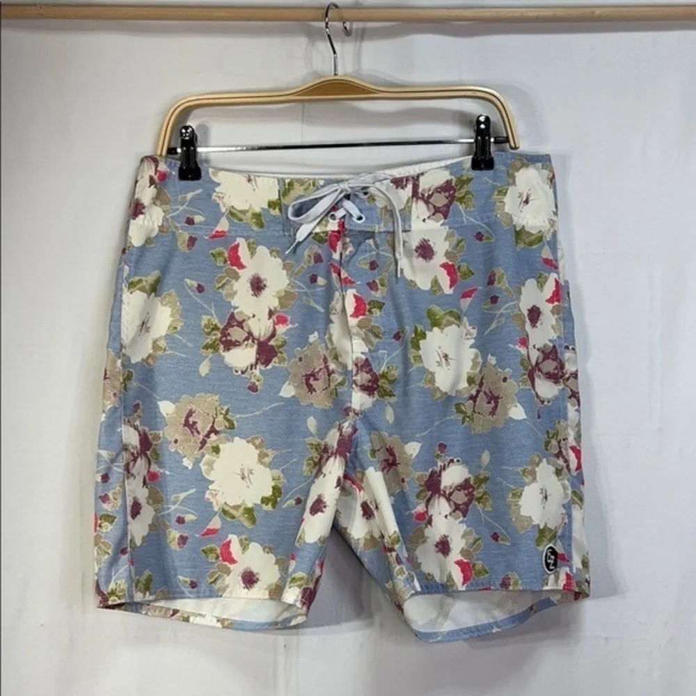 🍩Ezekiel Blue and Pink Board Shorts with Vintage Floral Design